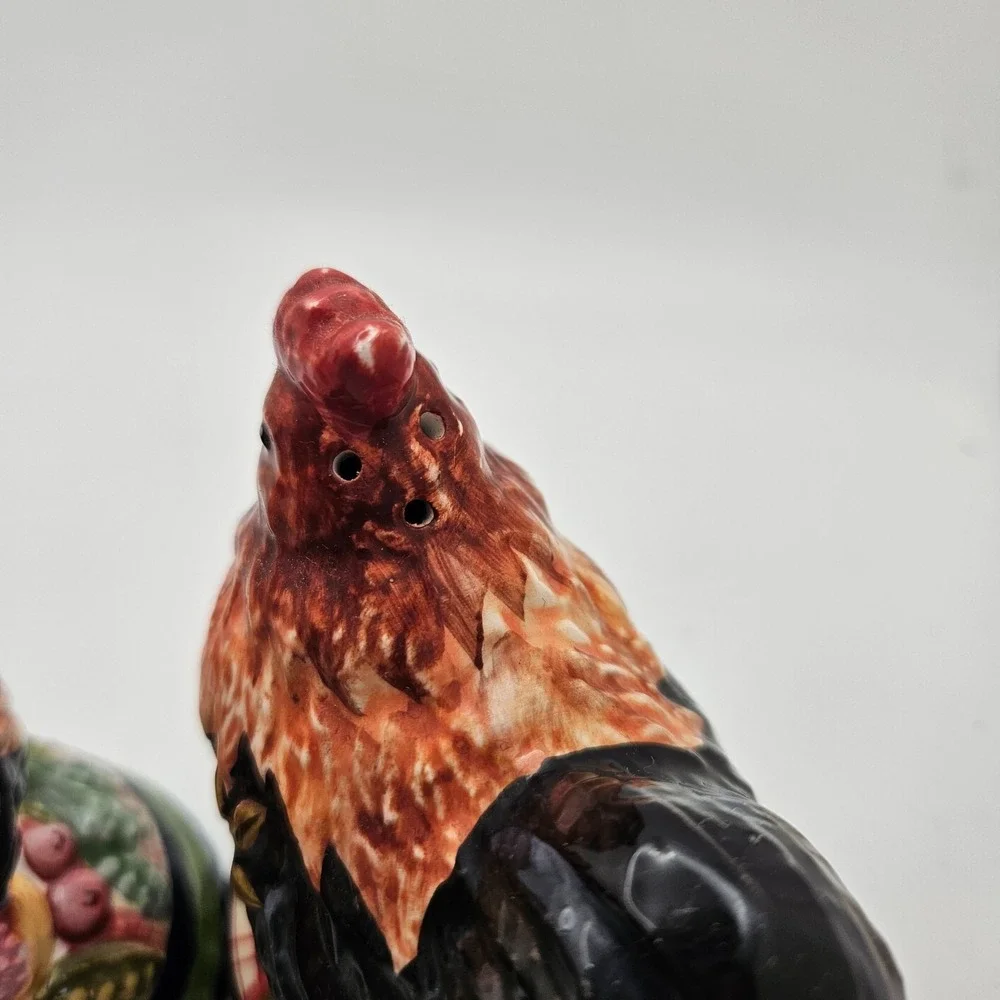 Ceramic Rooster & Hen Salt and Pepper‎ Shakers Farmhouse Country Kitchen Decor